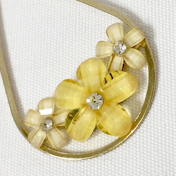 Crystal flowers on gold drop earrings. NWOT - Picture 3 of 4